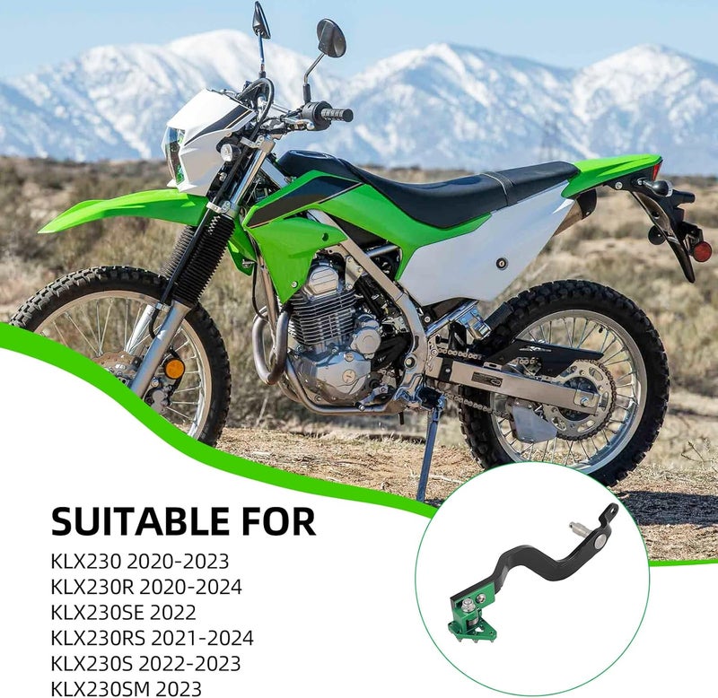 BAOUFF Rear Brake Pedal for KLX 230,CNC Aluminum Foldable Dirt Bike Foot Brake Lever for KLX230 21-25/KLX230R 21-25/KLX230SM 23-25/KLX230RS 21-24/KLX230S 22-23/KLX230S ABS 22-23-Green - Image 4